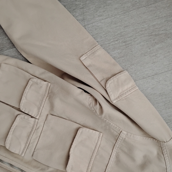 Womens Tan Canvas Cotton Utility Jacket - Picture 9 of 12